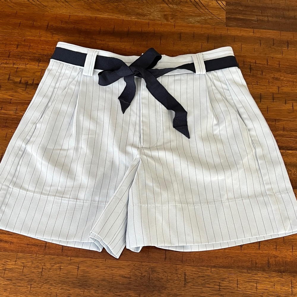 NWOT FREE PEOPLE Perfect  Pleated Women's Striped Shorts with Belt Size 0